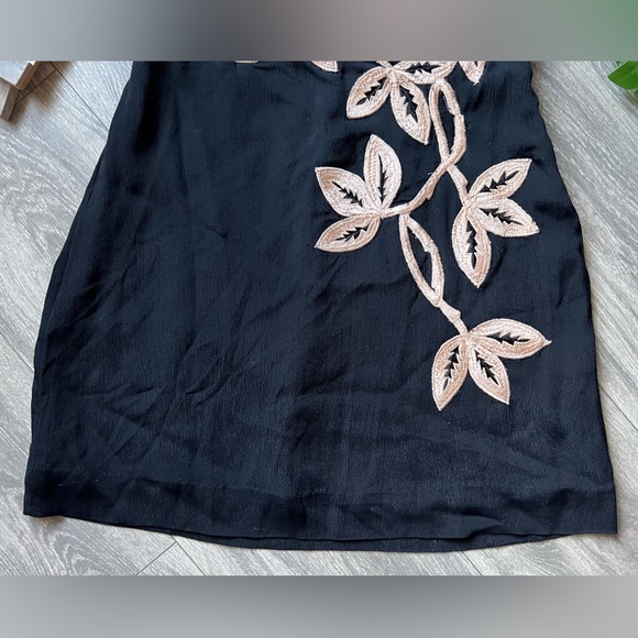 Free People Shadow Floral Appliqué Strapless Mini Dress Black Champagne Size M - Picture 7 of 15